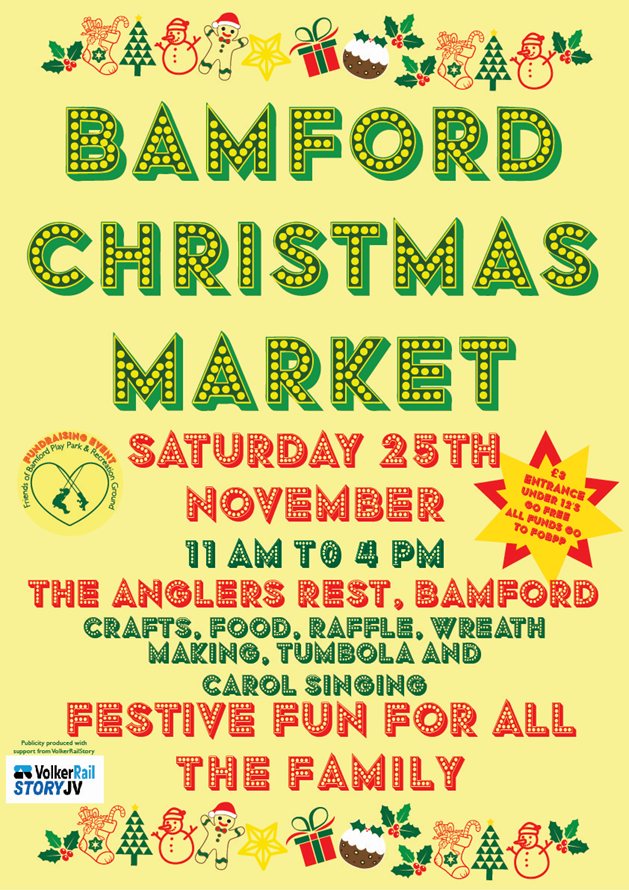 A flyer for Bamford Christmas Market 2023